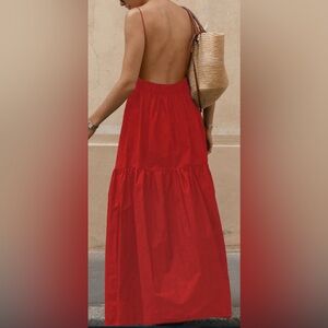 Solid Backless Long Dress